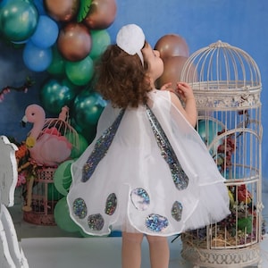 Ballerina Tutu Dress,Butterfly Cape Headband,White Birthday Tutu Dress, Birthday Outfit, Girl&#39;s Birthday Dress, Photoshoot Dress, 1-10 Years