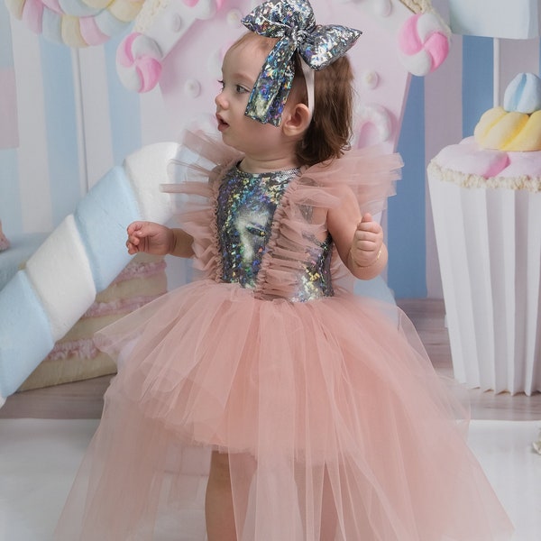 Dusty Rose Tulle Princess Dress for Girls - Perfect for Birthdays, Proms, Weddings, and Special Occasions