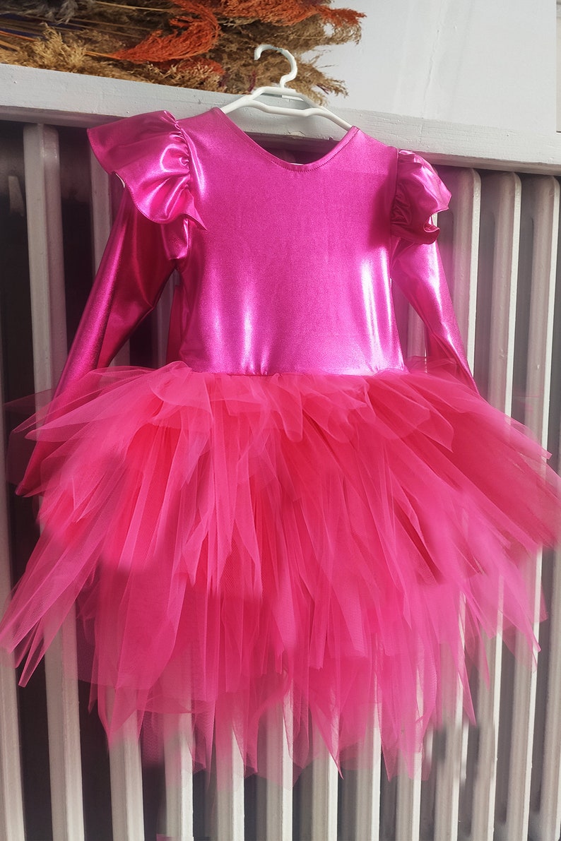 Toddler Hot Pink Tulle Dress, Princess Girl Dress, Toddler Bow Dress, Hot Pink Girl Dress, Girl Tutu Dress, Toddler Girl Pink Dress