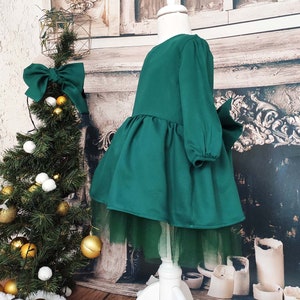 Robe fille enfant en bas âge, robe bébé fille, robe tutu vert fille, robe tulle vert fille, robe de fille de fleur verte image 6