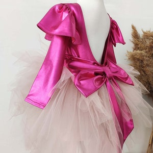 Toddler Hot Pink Tulle Dress, Princess Girl Dress, Toddler Bow Dress, Hot Pink Girl Dress, Girl Tutu Dress, Toddler Girl Pink Dress