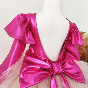 Toddler Hot Pink Tulle Dress, Princess Girl Dress, Toddler Bow Dress, Hot Pink Girl Dress, Girl Tutu Dress, Toddler Girl Pink Dress