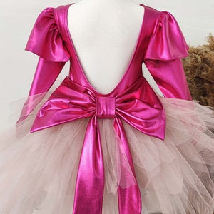 Toddler Hot Pink Tulle Dress, Princess Girl Dress, Toddler Bow Dress, Hot Pink Girl Dress, Girl Tutu Dress, Toddler Girl Pink Dress