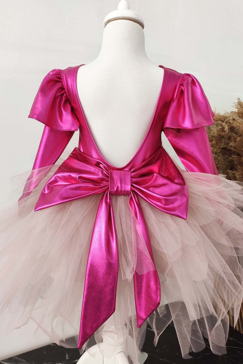 Toddler Hot Pink Tulle Dress, Princess Girl Dress, Toddler Bow Dress, Hot Pink Girl Dress, Girl Tutu Dress, Toddler Girl Pink Dress