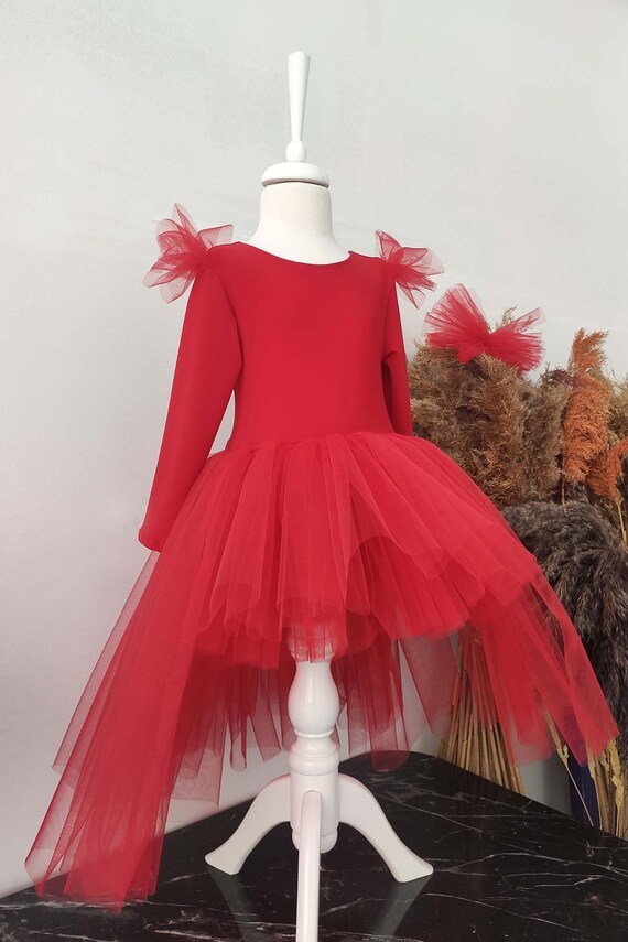 Red Tutu Dress for Girls Princess Party Christmas Birthday Sizes 1 10 Years Handmade Fluffy Tulle Skirt Etsy UK