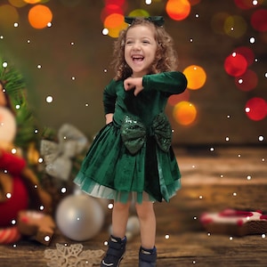 Christmas Girl Dress/Red Green Toddler Dress/Little Girl Christmas Dress/Velvet Toddler Dress/Green Girl Tulle Tutu Dress/Noel Santa Dress