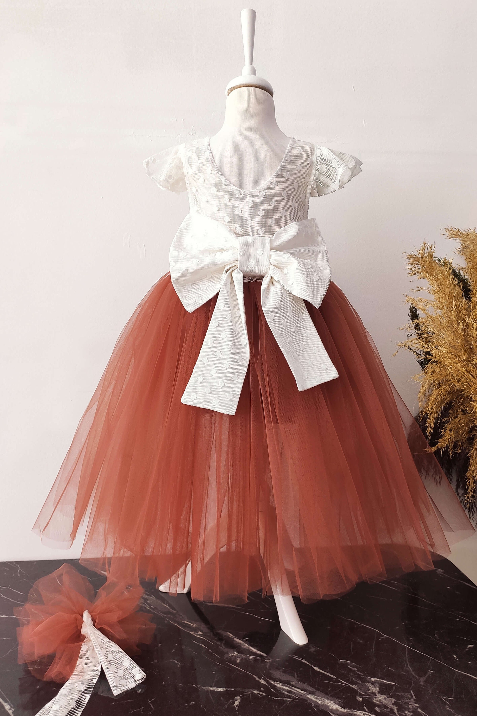burnt orange tutu dress Burnt Orange Tulle Flower Girl Dress: Lace Top, Pearls, Toddler Tutu Dress.