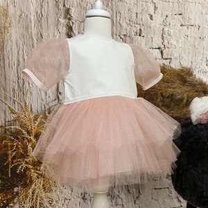 Toddler Girl White Pink Dress, Birthday Tutu Dress, Girl&#39;s Birthday Dress, Photoshoot Outfit, Pink Photoshoot Dress, Birthday Outfit