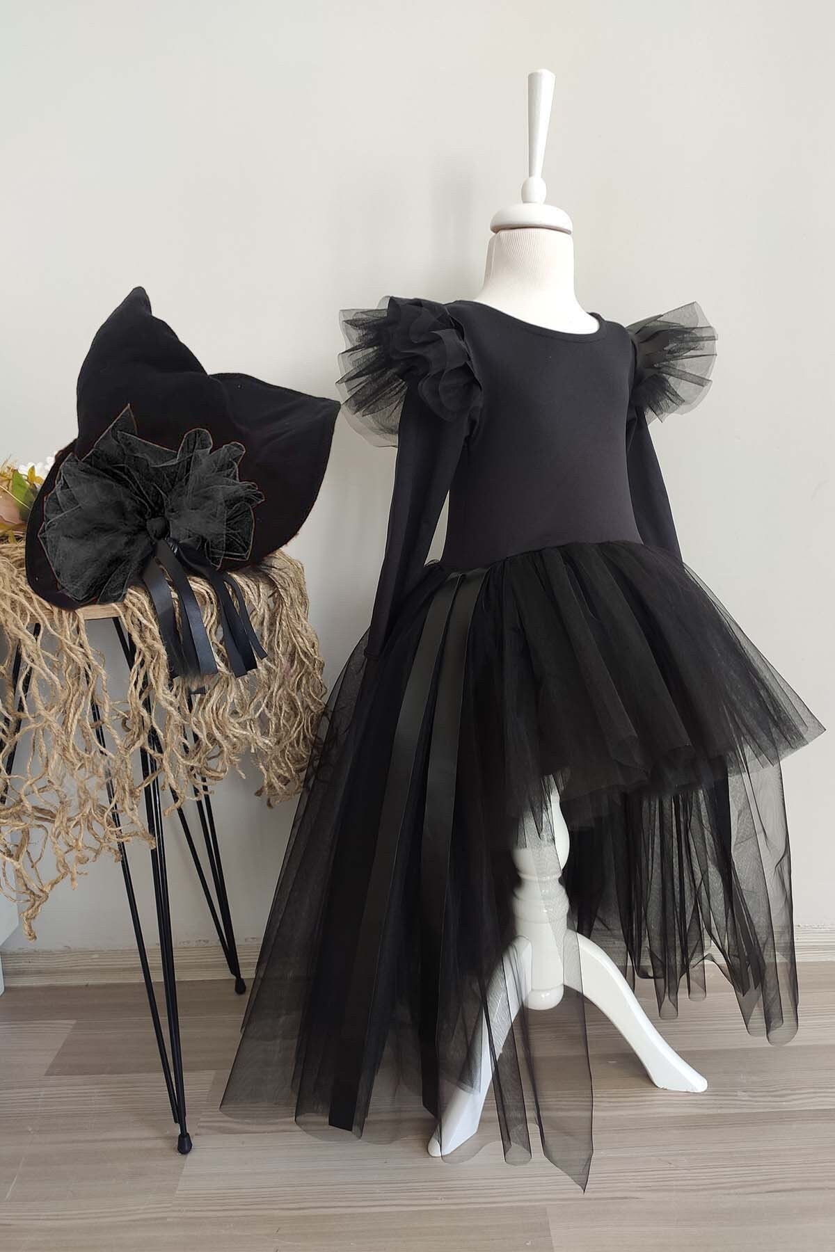 Black Girls Witch Costume, Toddler Halloween Gothic Dress, toddler witch costume, Black Tutu Dress, witch costume kid, Express Shipping