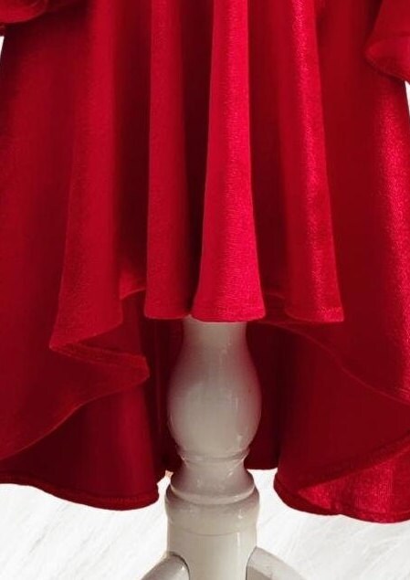 Abito Di Natale Per Bambina In Velluto Rosso – Maniche Lunghe, Con Fascia Per Capelli, Vestito Da Principessa Con Dettagli In Pelo E Ricami