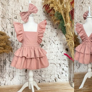 Robe rose enfant en bas âge fille robe/robe à froufrous rose/tenue d&#39;anniversaire/robe d&#39;anniversaire de fille/robe fard à joues poire/robe photoshoot rose