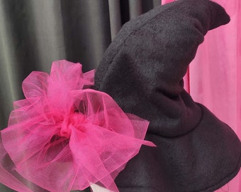 Toddler Girl Black Pink Witch Costume Hat, Halloween Kids Black Witches Hat, Childrens Witches Hat Costume, Witch Hat Girls, Fast Shipping