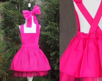 Vestido de tul rosa intenso: traje de cumpleaños para niña con diadema