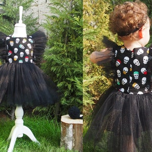 Cute Toddler Gothic Girl Dress, Rockabilly Black Tutu Dress, Dark Magician Girl Dress