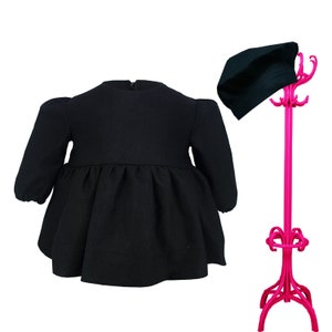 Toddler Girl Dress and Hat, Gothic Girl Dress, Long Sleeve Black Toddler Dress, Black Girl Dress, 2 Pcs Girl Dress Set
