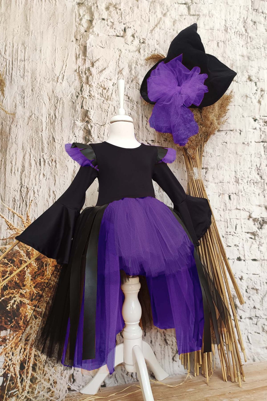 Girls Witch Hat Satin Child Size Hats Female Halloween Costume main image 1
