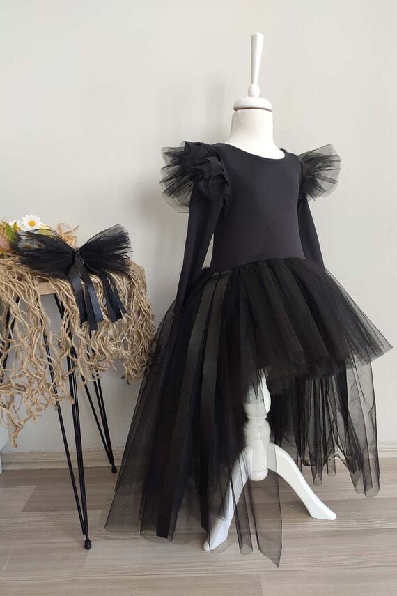 knee length dresses for ladies Shimmering Sleeveless Black Tutu Dress for Girls