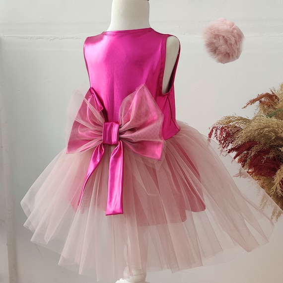 open lace back dress 2Bunnies Girls' 3T-9yr Lace Pom Pom Trim Girl Dress  2BUNNIES