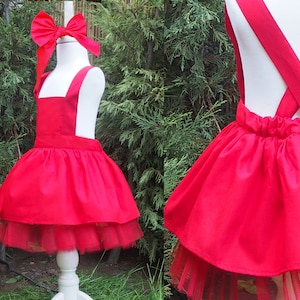 Christmas Dress for girl, Red Flower Girl Dress, Red Tutu Dress, Toddler Red Dress, Girl&#39;s Birthday Dress, Photoshoot Outfit, Christmas Tutu