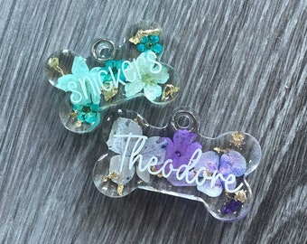 Dog Tag | Resin Dog Tag | Name ID Tag | Custom | Floral