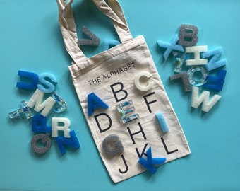 Custom Alphabet Letters with Bag | Resin | Sensory Learning | Foil Flakes