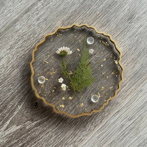 Custom Resin Coasters | Jewelry dish | Floral | Foil Flakes | Gift