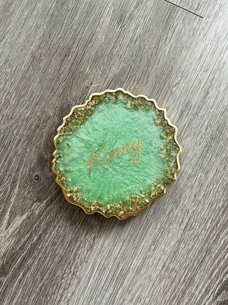 Custom Resin Coasters Jewelry dish Foil Flakes Gift image 2