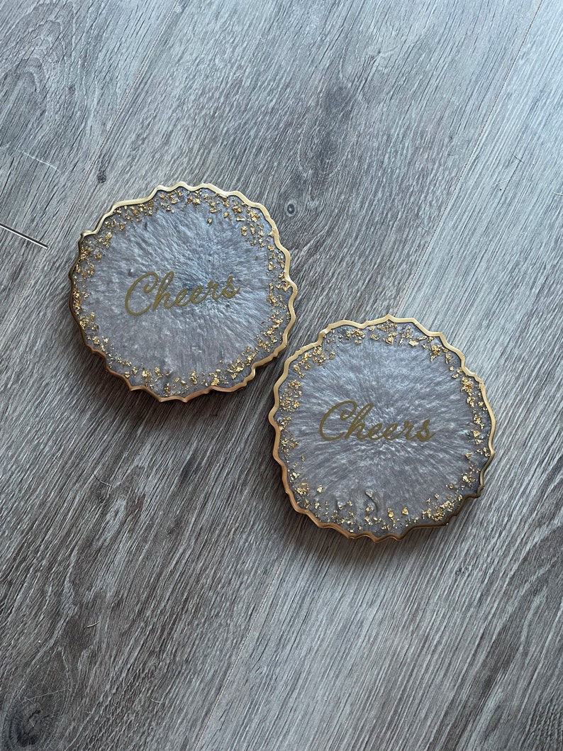 Custom Resin Coasters Jewelry dish Foil Flakes Gift image 3