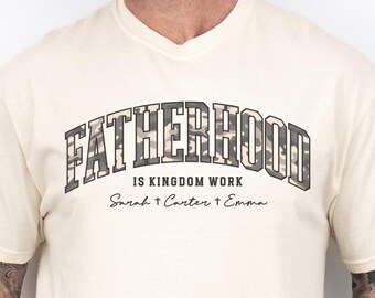 Personalized Christian Dad Shirt, Fatherhood Is Kingdom Work Cross Shirt, Proverbs 22:6 Dad Tee, Faith-Based Fathers Day Gift