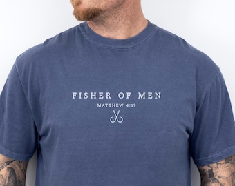Fisher Of Men Shirt, Comfort Colors Christian Fishing T-shirt, Religious Fisherman Gift, Bible Verse Matthew 4:19 Top