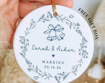 Personalized First Christmas Married Ornament, Newlywed Christmas Gift, Custom Wedding Keepsake Decoration