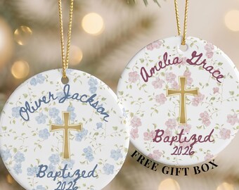 Personalized Boy or Girl Baptism Ornament, Custom Baby Christening Gift, Custom Baptized Keepsake with Name and Date