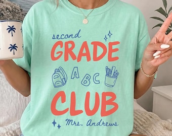Comfort Colors Custom Second Grade Teacher Shirt, 2nd Grade Teacher Team Shirts, Personalized Second Grade Shirt, Gift For New Teacher