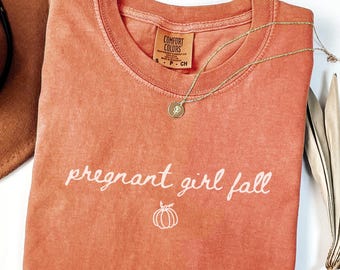 Pregnant Girl Fall Shirt Comfort Colors, Fall Pregnancy Announcement Shirt, New Baby Mommy Tee, Fall Mom to Be Gift, Maternity Autumn Shirt