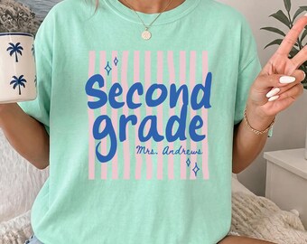 Comfort Colors Custom Second Grade Teacher Shirt, 2nd Grade Teacher Team Shirts, Personalized Second Grade Shirt, Gift For New Teacher