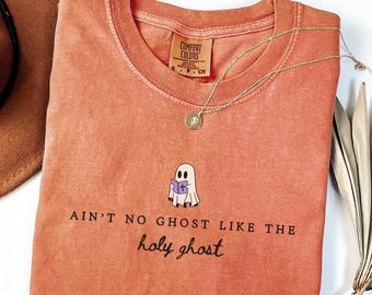 Christian Halloween Shirt, Holy Ghost Fall Christian Tshirt, Bible Verse Shirt, Trick or Treat Womens Faith Apparel Gift