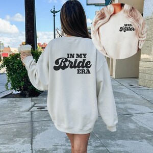 Retro Future Mrs Sweatshirt, Mrs Last Name Sweatshirt, Personalized Bride Sweatshirt, Custom Bride Gift, Fiancee Crewneck, Engagement Gift