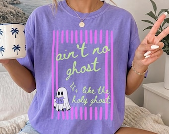 Christian Halloween Shirt, Holy Ghost Fall Christian Tshirt, Bible Verse Shirt, Trick or Treat Womens Faith Apparel Gift