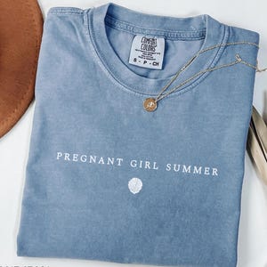 Pregnant Girl Summer Shirt, Comfort Colors Beach Pregnancy Announcement T-shirt, Pregnancy Reveal Tee, Baby Shower Gift, Mom Shirt
