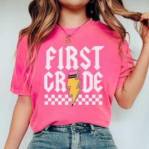 Retro 1st Grade Teacher Shirt Comfort Colors, First Grade Teacher Tshirt, 1st Grade T-Shirt, Elementary School Teacher Team Crew Tees
