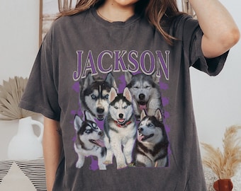 Custom Comfort Colors Dog Shirt, Dog Bootleg Retro 90’s Tee Gift for Her, Custom Pet Photo, Personalized Dog tshirt, Dog Owner Gift