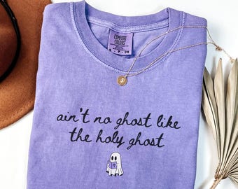 Christian Halloween Shirt, Holy Ghost Fall Christian Tshirt, Bible Verse Shirt, Trick or Treat Womens Faith Apparel Gift