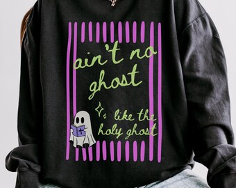 Christian Halloween Sweatshirt, Comfort Colors Lightweight Crewneck, Holy Ghost Sweater, Funny Religious Halloween Sweatshirt