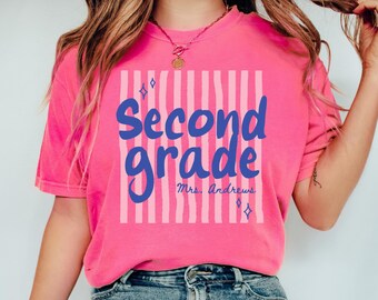 Comfort Colors Custom Second Grade Teacher Shirt, 2nd Grade Teacher Team Shirts, Personalized Second Grade Shirt, Gift For New Teacher