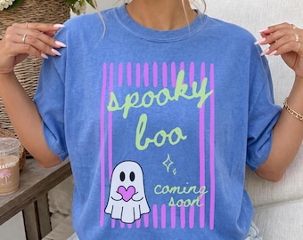 Spooky Boo Halloween Pregnancy Maternity Shirt, October Maternity Announcement, Spooky Mama Shirt, Funny Pregnant Comfort Colors Tshirt
