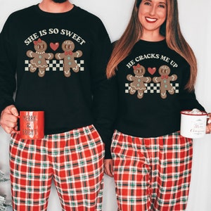 Funny Matching Couples Christmas Sweatshirts, Holiday Couples Shirt, Gingerbread Couple Sweater, Retro His and Hers Christmas Couple Shirts