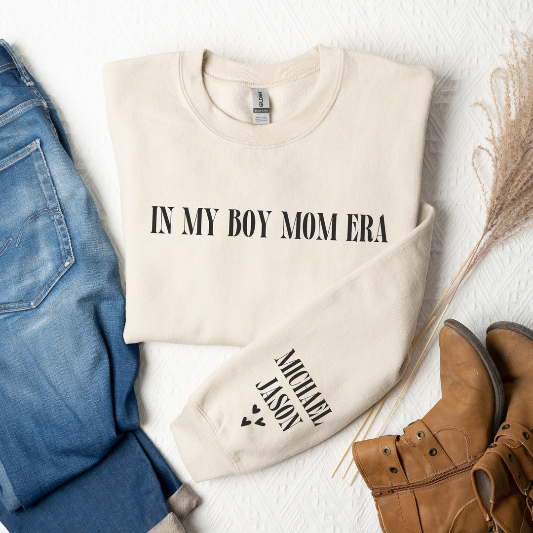 Personalized Boy Mama Sweatshirt With Kids Names Sleeve Boy Etsy