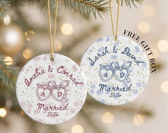 Personalized First Christmas Married Ornament, Newlywed Christmas Gift, Custom Wedding Keepsake Decoration