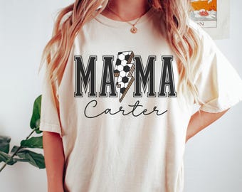 Comfort Colors® Custom Soccer Mom Shirt, Personalized Soccer Mom T Shirt, Customized Soccer Mom Gifts, Soccer Mama Tee, Soccer Mom Shirt