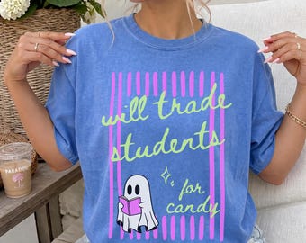 Comfort Colors® Teacher Halloween Shirt, Halloween Teacher Shirt, Spooky Teacher T-shirt, Retro Ghost Teacher Shirt